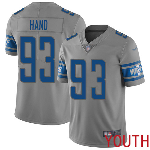 Detroit Lions Limited Gray Youth Dahawn Hand Jersey NFL Football #93 Inverted Legend->youth nfl jersey->Youth Jersey
